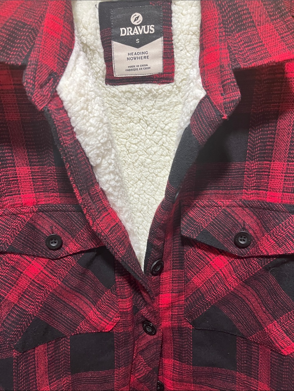 Dravus Women's Red & Black Plaid Sherpa-Lined Utility Jacket - Picture 3 of 5